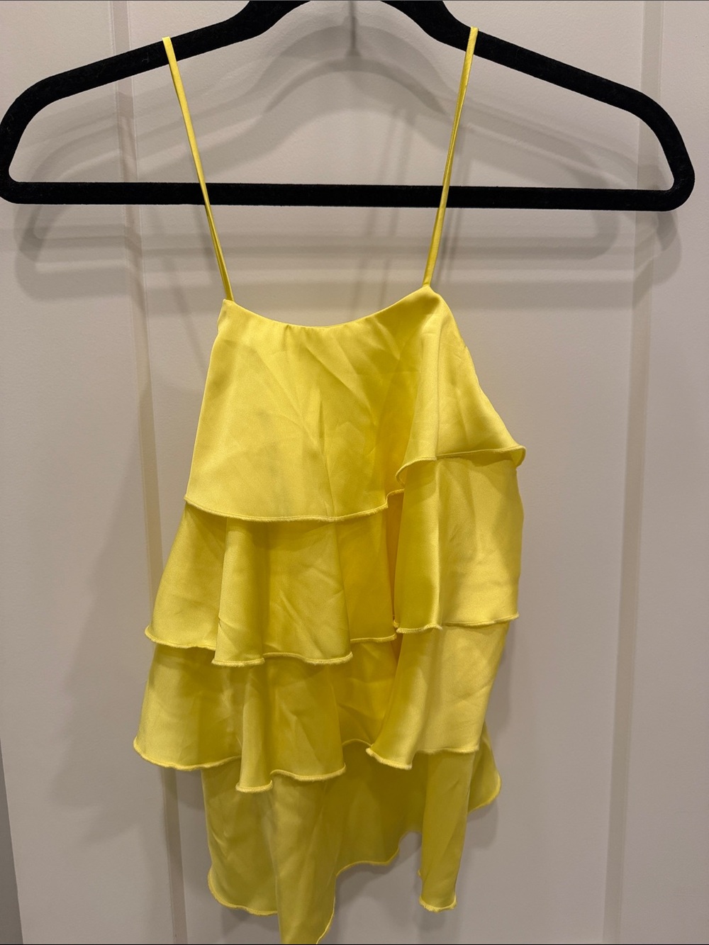 Zara Bright Yellow Ruffle Tiered Camisole